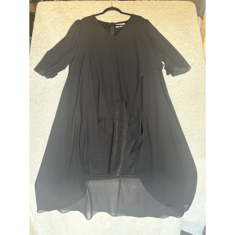 NWT HANNA NICOLE BLACK DRESS  Overlay 24w Silver Glitter Dress